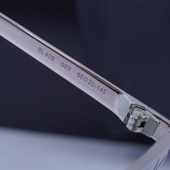 Saint Laurent SL409 003 Cat Eye Sunglasses - Silver/Black/Green - Picture 7 of 9